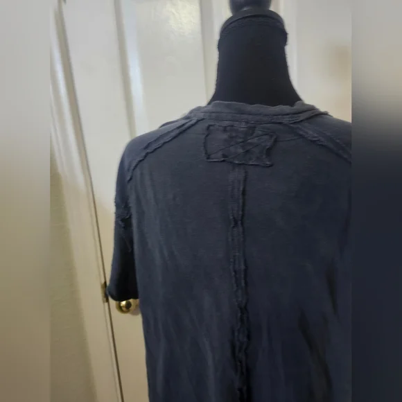 Free People We The Free Slate Blue Ribbed Riley Short Sleeve Tee XS - Picture 9 of 13